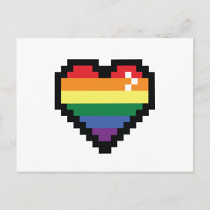 Rainbow Pixel Heart Vykort