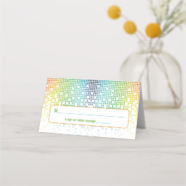Rainbow Pixel Video Game Gamer Pub Mitzvah Adress Placeringskort