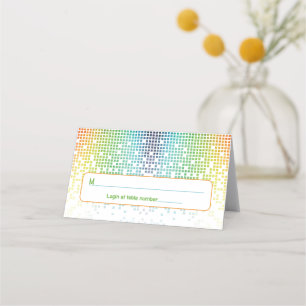 Rainbow Pixel Video Game Gamer Pub Mitzvah Adress Placeringskort