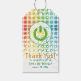 Rainbow Pixel Video Game Gamer Pub Mitzvah Presentetikett