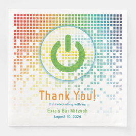 Rainbow Pixels Video Game Gamer Pub Mitzvah Pappersservett