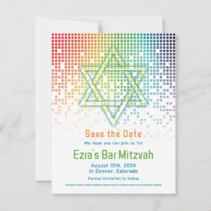 Rainbow Pixels Video Game Gamer Pub Mitzvah Spara Datumet