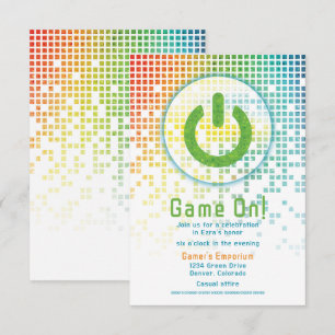 Rainbow Pixels Video Game Gamer Pub Mitzvah Tilläggskort