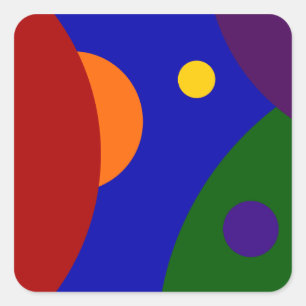 Rainbow Planets Fyrkantigt Klistermärke