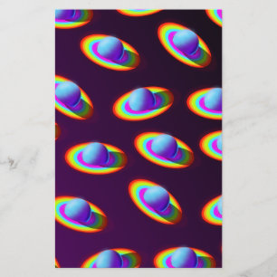 Rainbow Planets Mönster Brevpapper