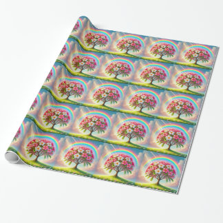 Rainbow Plumeria Wrapping Papper Presentpapper