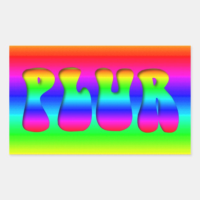 Rainbow PLUR Rektangulärt Klistermärke (Framsida)