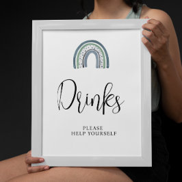 Rainbow Pojke Drinks Baby Shower-skylt Poster