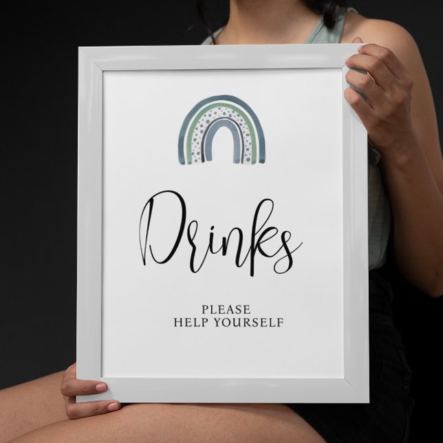 Rainbow Pojke Drinks Baby Shower-skylt Poster (Skapare uppladdad)