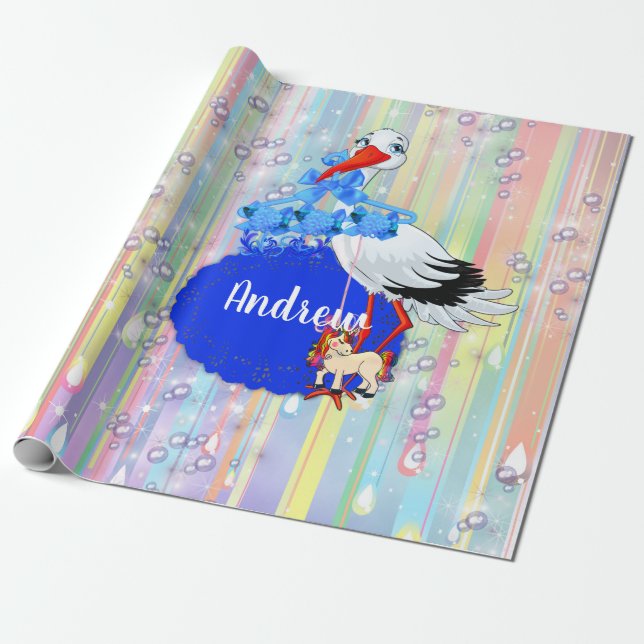 Rainbow Pojke & Stork Presentpapper (Utrullad)