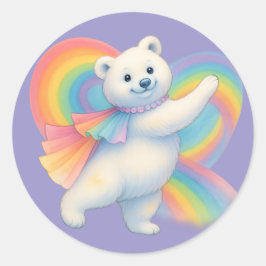 Rainbow Polar Bear Kids Sticker – Cute Character Runt Klistermärke