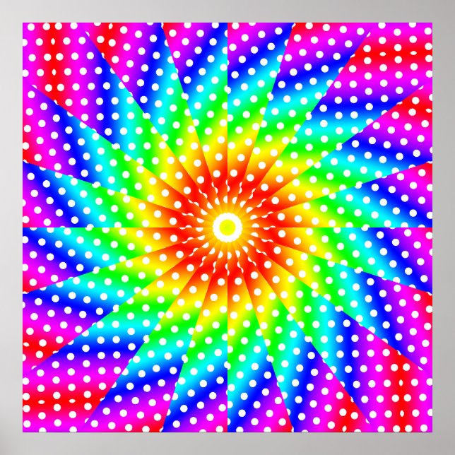 Rainbow Polka Dot Kaleidoscope Mandala Poster (Framsidan)