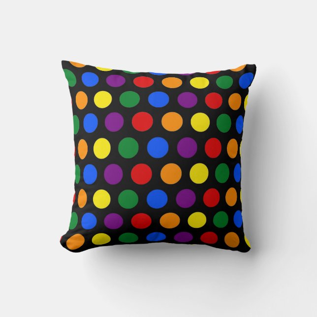 Rainbow Polka Dot Throw Cushion Kudde (Framsida)