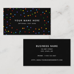 Rainbow Polka dots Black Confetti Mönster Visitkort