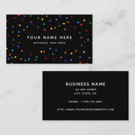 Rainbow Polka dots Black Confetti Mönster Visitkort