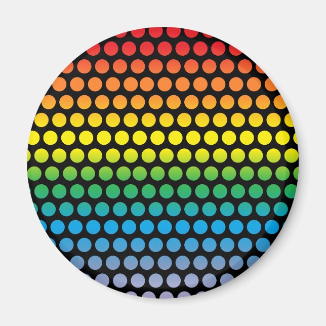 Rainbow Polka dots Black Magnet (Framsidan)