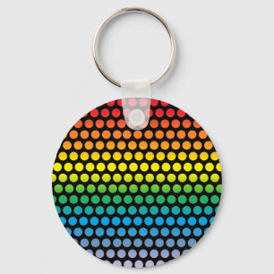 Rainbow Polka dots Black Nyckelring