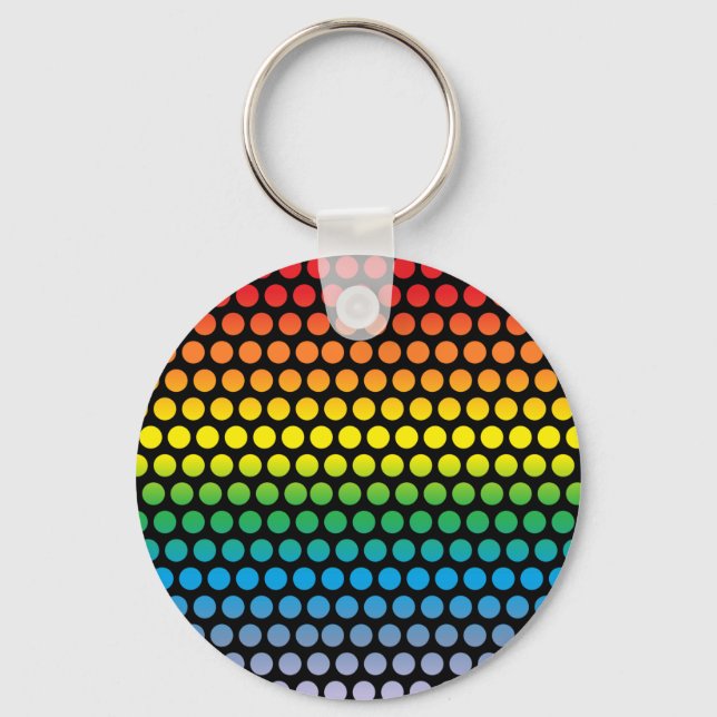 Rainbow Polka dots Black Nyckelring (Framsida)