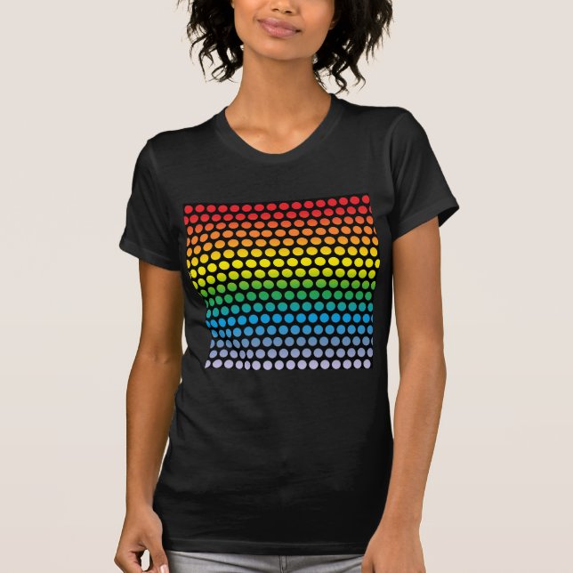 Rainbow Polka dots Black T-shirt (Framsida)