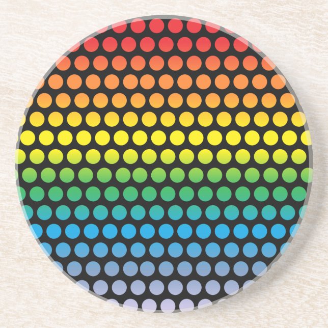 Rainbow Polka dots Black Underlägg Sandsten (Framsidan)