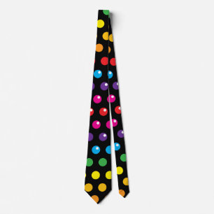 Rainbow Polka dots Clown Funny Black Neck Tie Slips