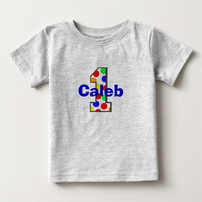 Rainbow Polka dots First Birthday Shirt Tee Shirt (Framsida)