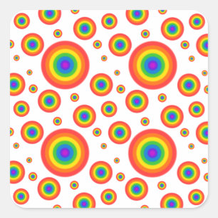 Rainbow Polka dots Fyrkantigt Klistermärke