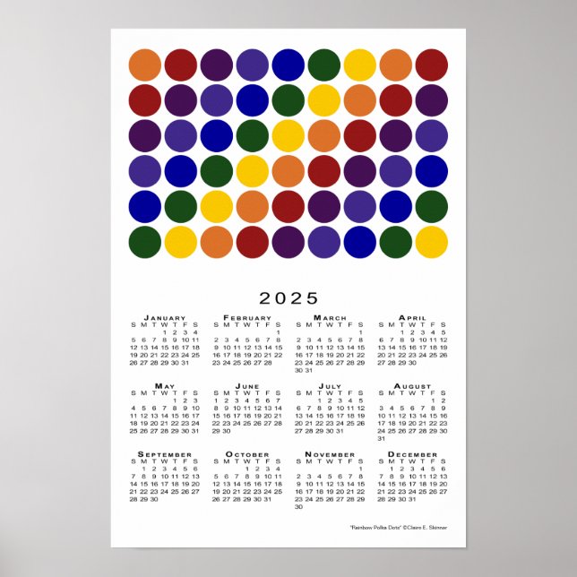 Rainbow Polka dots LGBTQ Pride 2025 Calendar Poster (Framsidan)