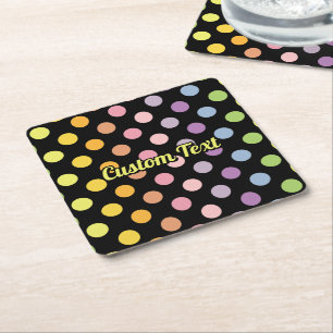 Rainbow Polka dots Mönster Underlägg Papper Kvadrat