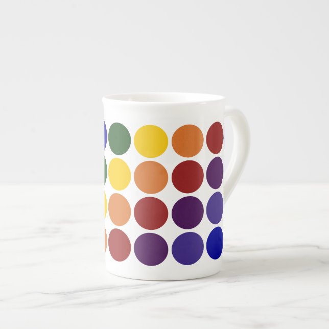 Rainbow Polka dots on White Benporslin Mugg (Framsida höger)