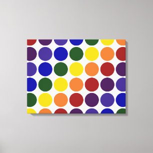 Rainbow Polka dots on White Canvastryck