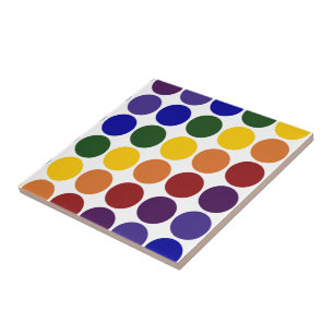 Rainbow Polka dots on White Kakelplatta