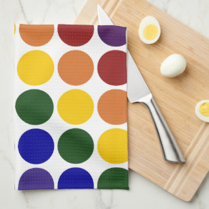 Rainbow Polka dots on White Kökshandduk