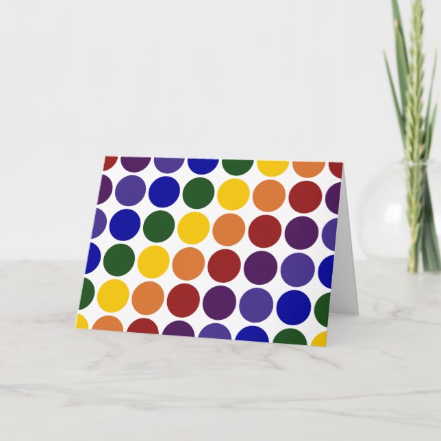 Rainbow Polka dots on White Kort (Framsida)