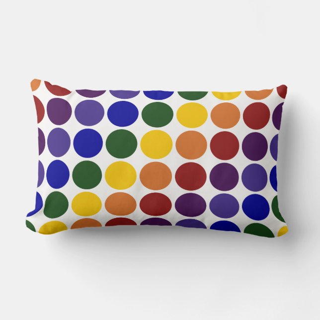 Rainbow Polka dots on White Lumbarkudde (Framsida)