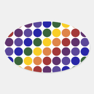 Rainbow Polka dots on White Ovalt Klistermärke