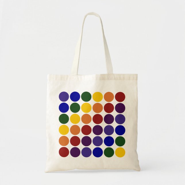 Rainbow Polka dots on White Tygkasse (Framsidan)