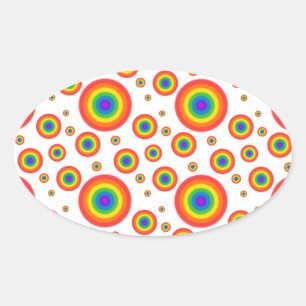 Rainbow Polka dots Ovalt Klistermärke