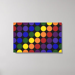 Rainbow Polka dots på Black Canvastryck