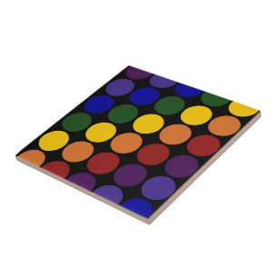 Rainbow Polka dots på Black Kakelplatta