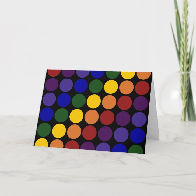 Rainbow Polka dots på Black Kort (Framsida)