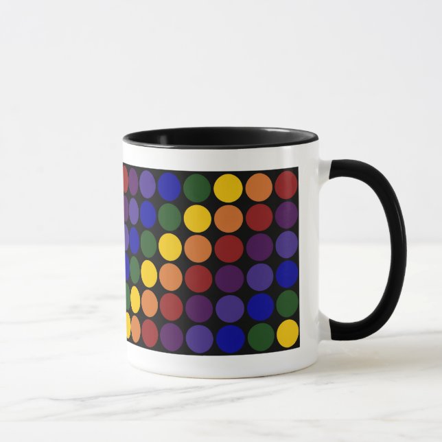 Rainbow Polka dots på Black Mugg (Höger)