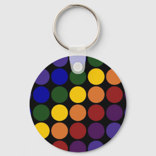 Rainbow Polka dots på Black Nyckelring