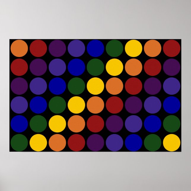 Rainbow Polka dots på Black Poster (Framsidan)