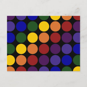Rainbow Polka dots på Black Vykort