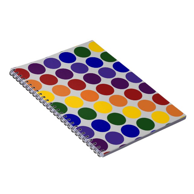 Rainbow Polka dots på Grått Anteckningsbok Med Spiral (Högra Sidan)
