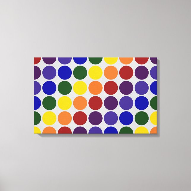 Rainbow Polka dots på Grått Canvastryck (Framsida)