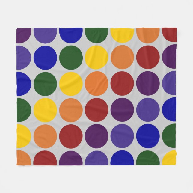Rainbow Polka dots på Grått Fleecefilt (Framsidan (Horisontell))
