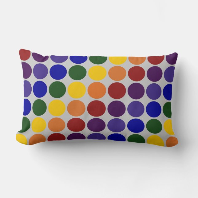 Rainbow Polka dots på Grått Lumbarkudde (Framsida)