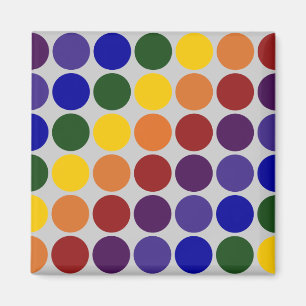Rainbow Polka dots på Grått Magnet